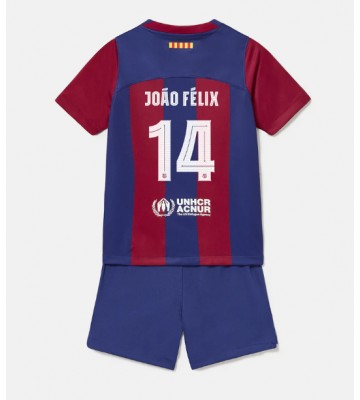 Barcelona Joao Felix #14 Hjemmebanesæt Børn 2023-24 Kort ærmer (+ korte bukser)